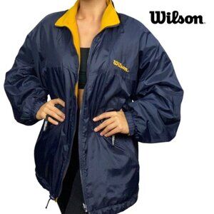 Wilson Retro Reversible Windbreaker Jacket   Navy  Yellow Size XL